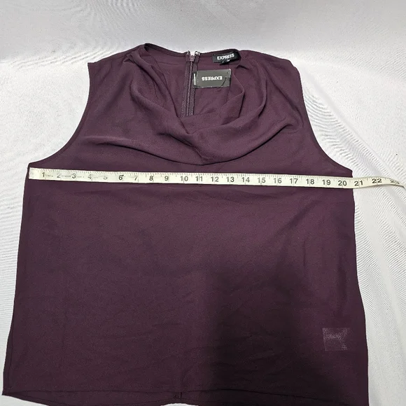 NWT Express Draped Neck Sleeveless Blouse - Deep Plum | Size M - Picture 5 of 8